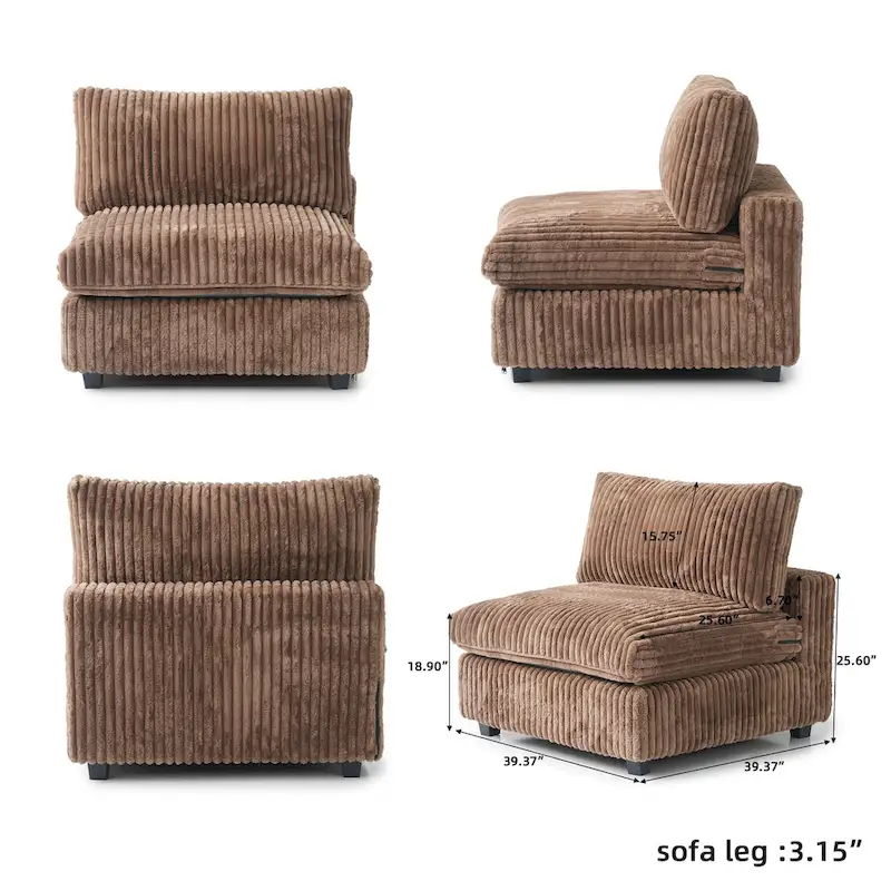 Soft Plush Modular Sectional Sofa Modern Upholstered Living Room Couch