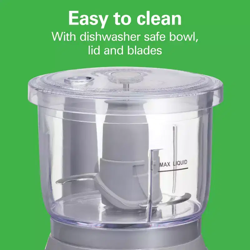 Hamilton Beach 3-Cup Stack & Press Food Chopper - Gray - 72740: Compact Vegetable Processor, Dishwasher-Safe Parts
