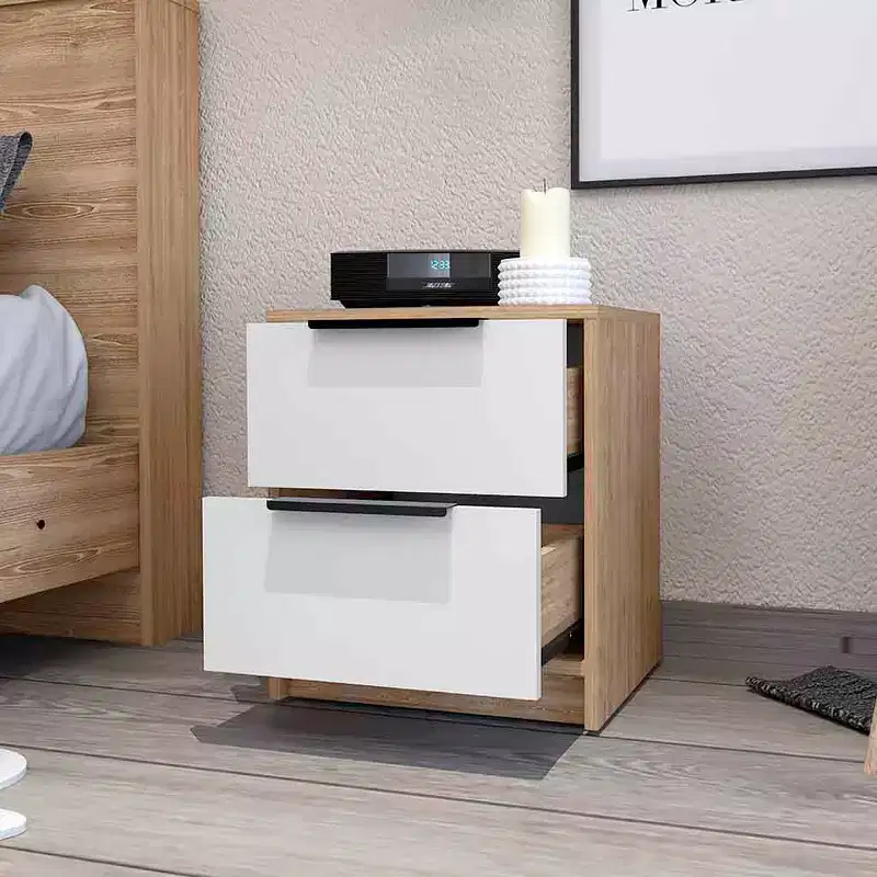 Washington Stylish Functional 2 Drawer Nightstand for Bedroom Living Room
