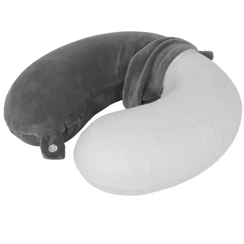 MPM U Neck Travel Pillow, U Shaped Memory Foam Pillow, Plush Fabric Headrest Pillow, Compact and Lightweight for Car, Ho