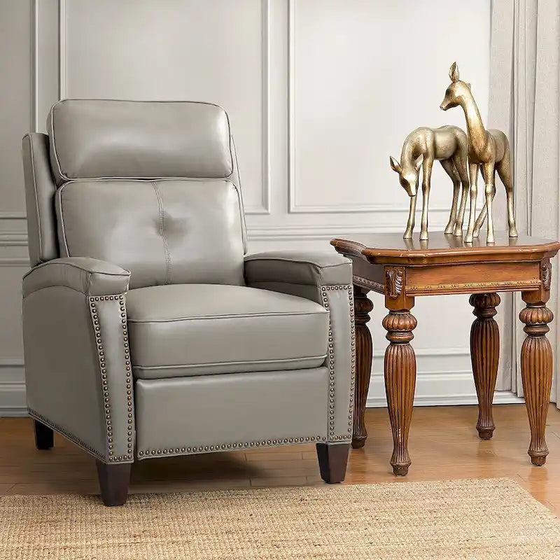 Mid-Century Modern Pushback Recliner with Nailhead Trim