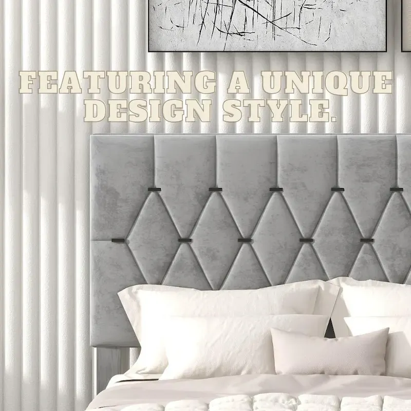 Queen Size Platform Bed with Gold Tufted Headboard, Trundle & Storage (600lb Capacity)