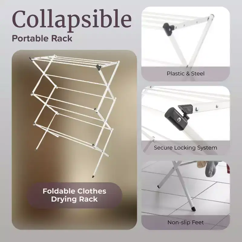 Lavish Home Collapsible Clothes Drying Rack, White