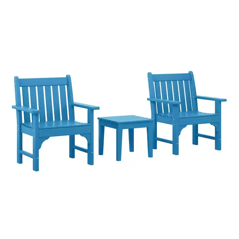 WestinTrends Malibu Outdoor Patio 3-Piece HDPE Adirondack Garden Chairs with Square Adirondack Side Table Set