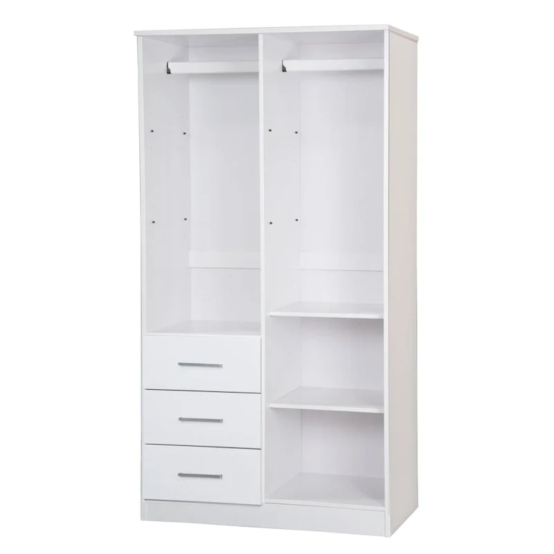 100% Solid Wood Metro Wardrobe Armoire – Solid Wood or Mirrored Doors, Multiple Finishes