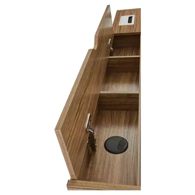 Compact Computer Desk with Multiple Storage Walnut, Modern Office Furniture with Cable Management