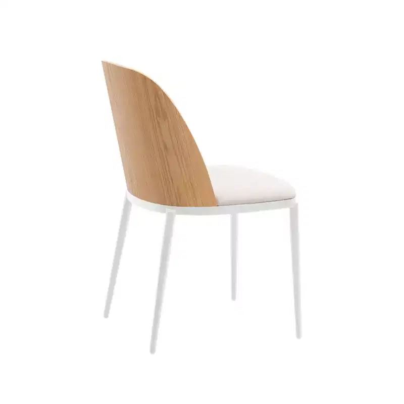 LeisureMod Tule Modern Dining Chair Set of 4 with PU Leather, Velvet, or Suede Seat and White Steel Frame  Kitchen, Dining Room, Home, Cafe, Seating