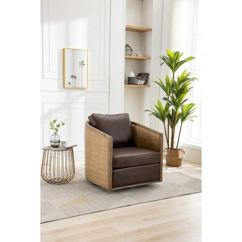 Swivel Barrel Chair, Comfy Round Accent Sofa Chair for Living Room, 360 Degree Swivel Barrel Club Chair, Leisure Arm Chair