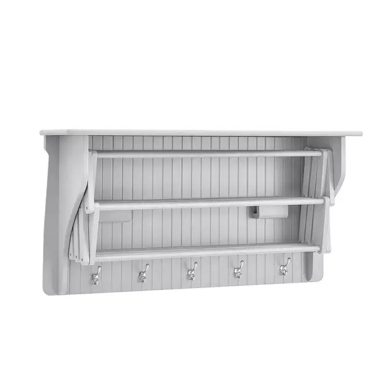 36 x 18 Wall Shelf with Collapsible Drying Rack and Hooks