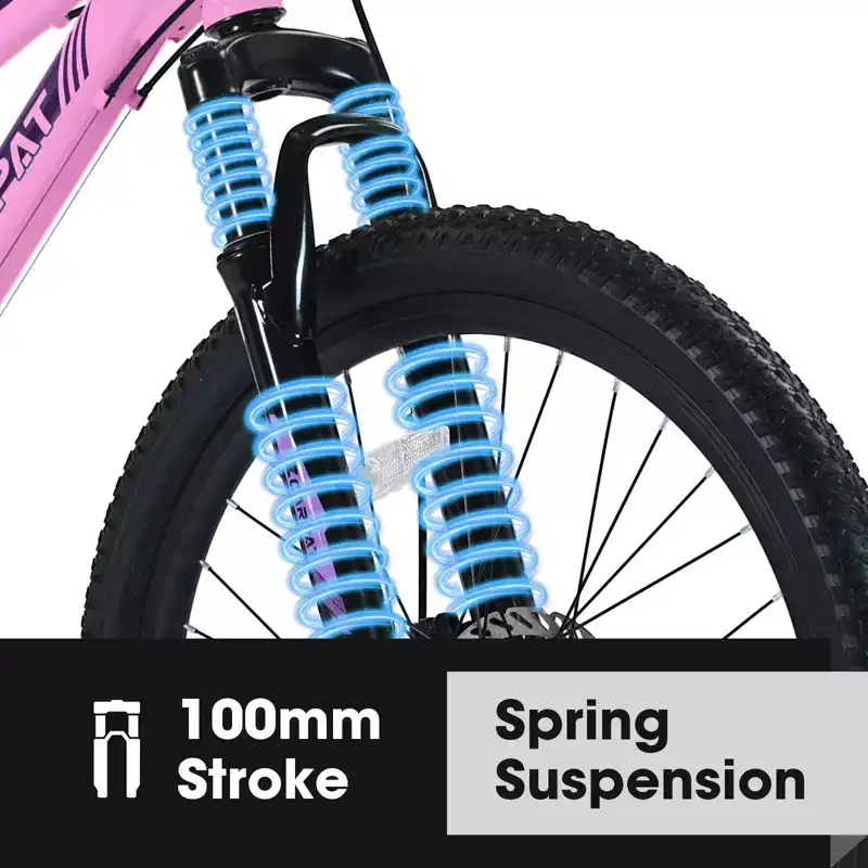 Okak 24/26IN Mountain Bike with 21 Speeds and Dual Disc Brakes, Kids Bike with 100mm Front Suspension, Dirt Bike for Teenagers and Women