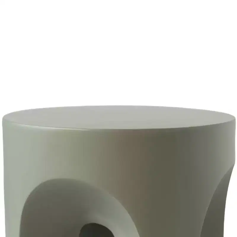 LeisureMod Crus 18 Sculptural Fiberstone End Table - Round Vaulted Base Side Table