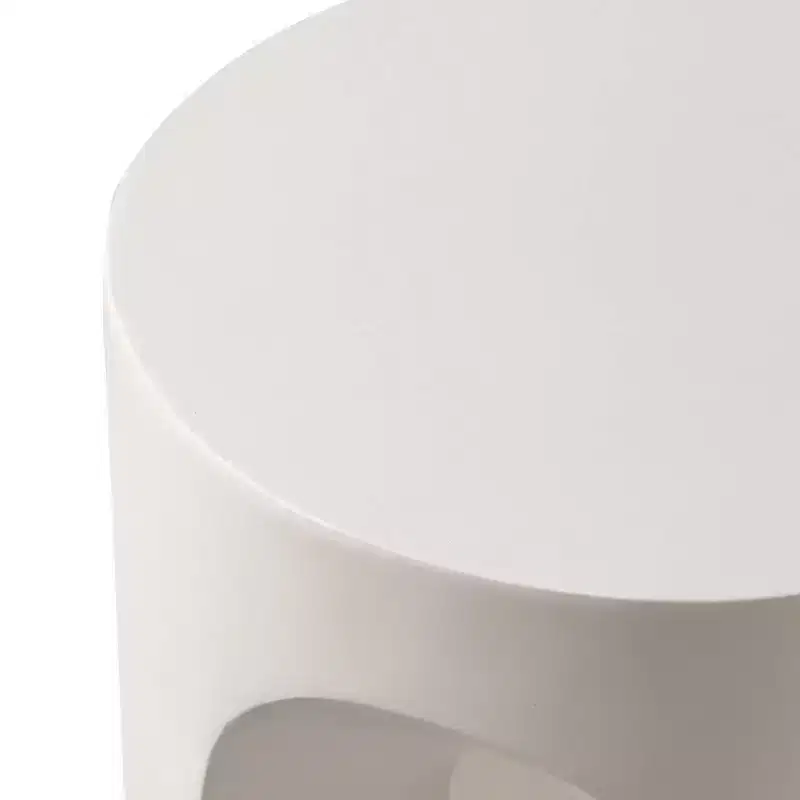 LeisureMod Crus 18 Sculptural Fiberstone End Table - Round Vaulted Base Side Table