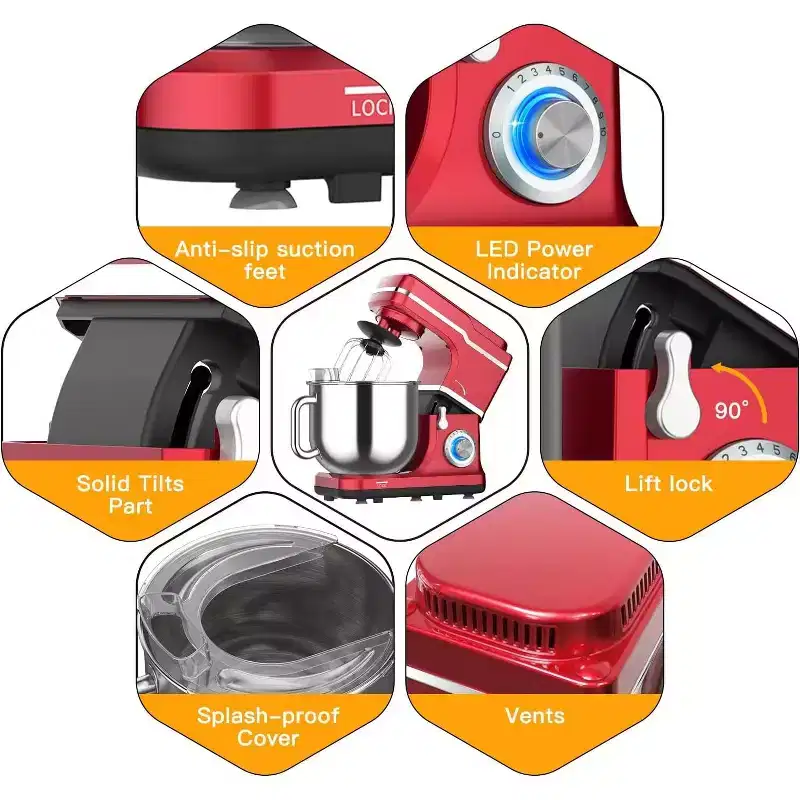 GustoWave 7.5 Qt Electric Stand Mixer, 10 Speed Food Mixer for Kitchen