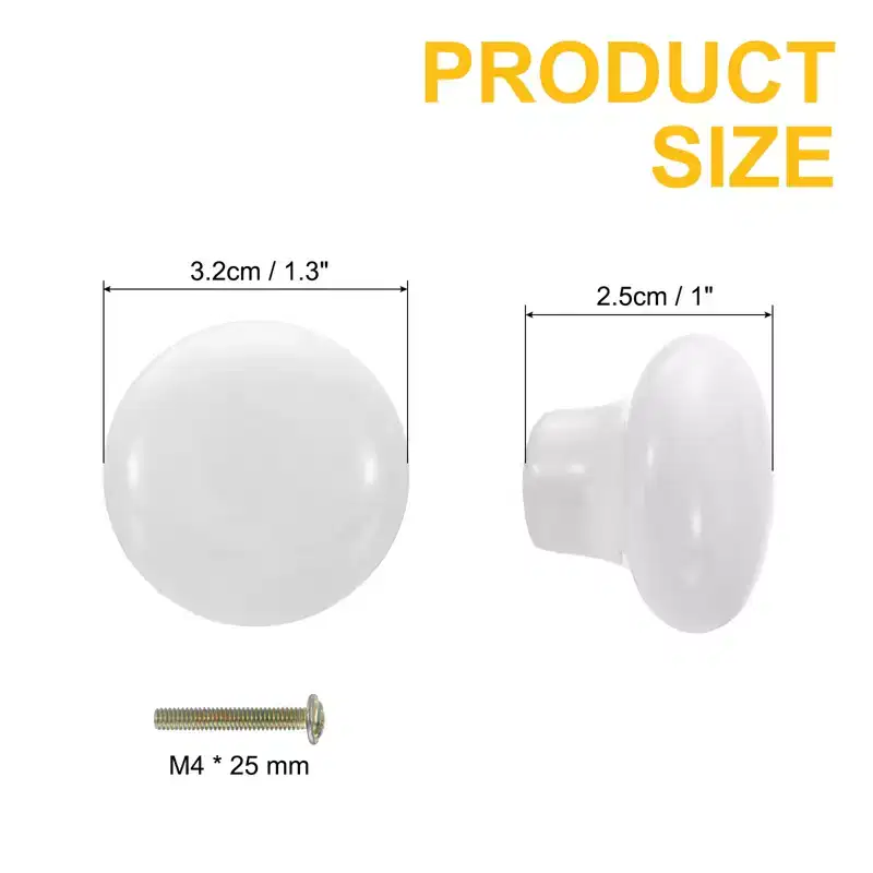 Unique Bargains Round Ceramic Drawer Knobs with Screw for Cupboard Wardrobe 2 Pcs