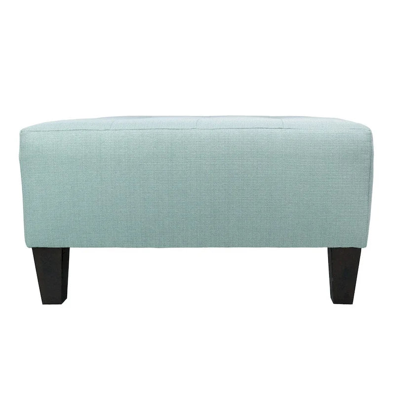 Button Tufted Upholstered Square Ottoman | Blue | Modern Accent Footrest