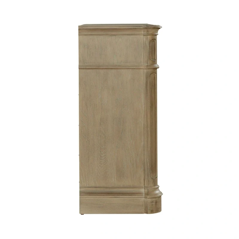 Wood Buffet Cabinet with Mirrored Doors and Drawer Storage