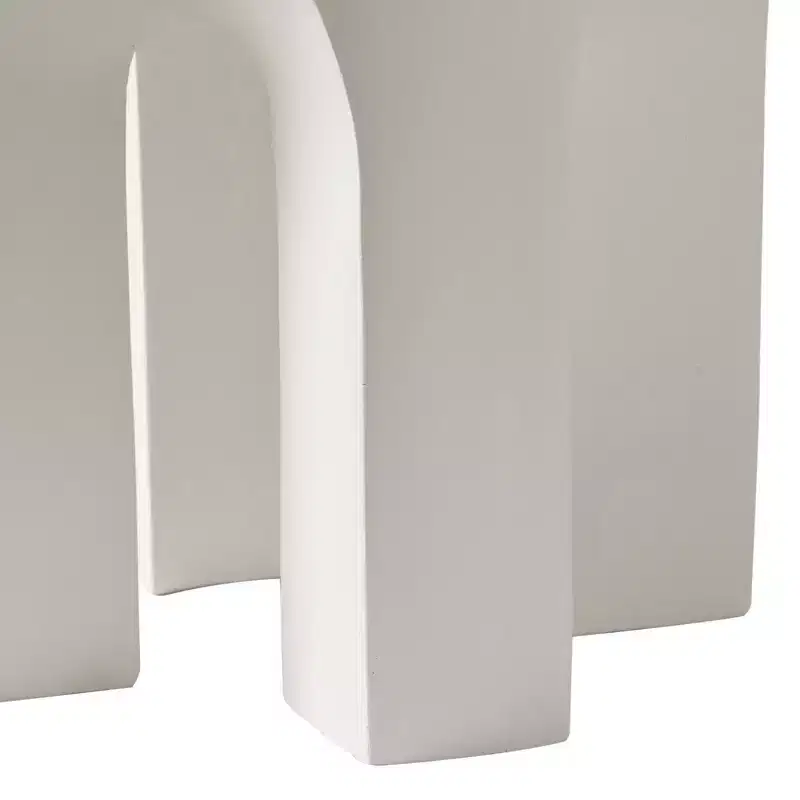 LeisureMod Crus 18 Sculptural Fiberstone End Table - Round Vaulted Base Side Table