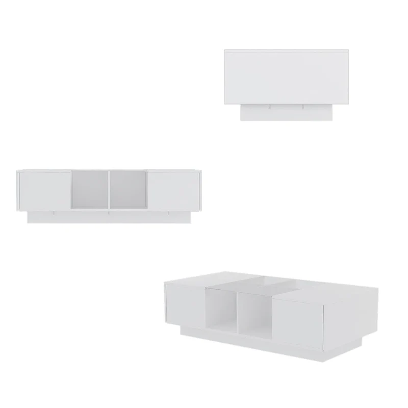 Coffee Table Storage High Gloss Coffee Tables LED Lighting Cocktail - 47.4W