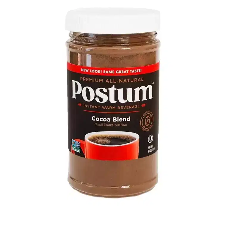 Postum Hot Cocoa Blend Coffee Substitute, Caffeine-Free, Made with Roasted Wheat Bran & Molasses, Kosher, Vegan, Non-GMO, Natural & Healthy - 8 oz