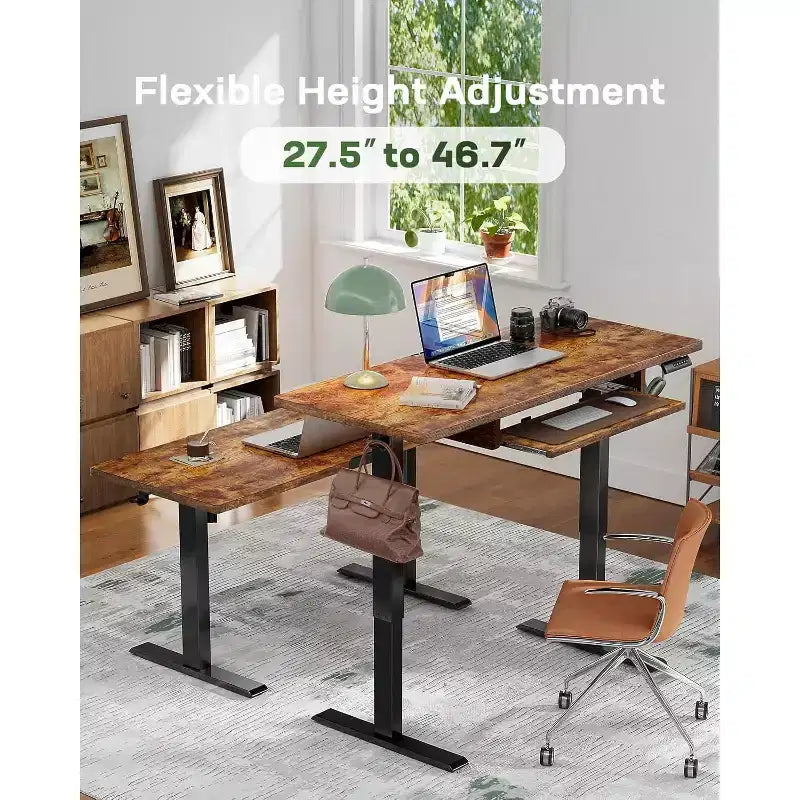Electric Standing Desk, 48x24 Inch Adjustable Height with 27.5 to 46.7 In Height Range, 4 Memory Presets, Suitable for use in offices and studies