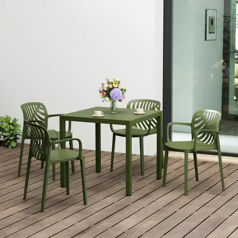 WestinTrends Playa 5-Piece Outdoor Square Dining Table Patio Set with Stackable Patio Dining Chairs