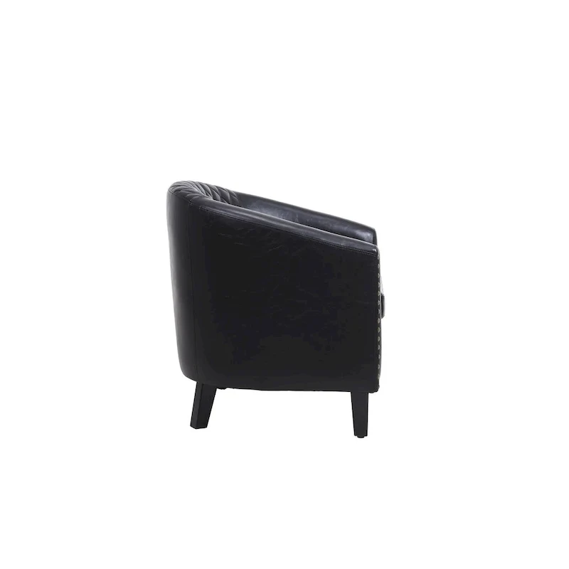 Accent Barrel chair living room chair with nailheads and solid wood legs