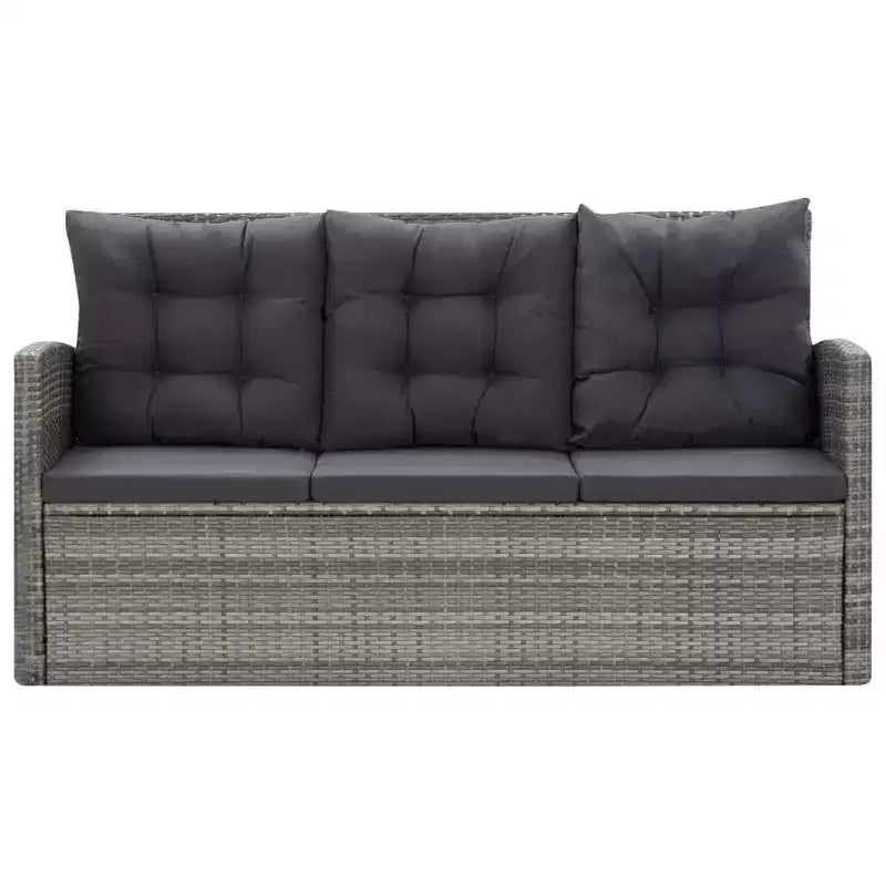 vidaXL Dining Set Grey PE rattan Large Removable Covers