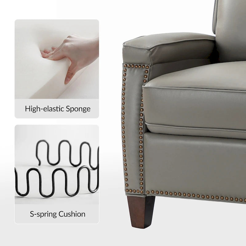 Mid-Century Modern Pushback Recliner with Nailhead Trim