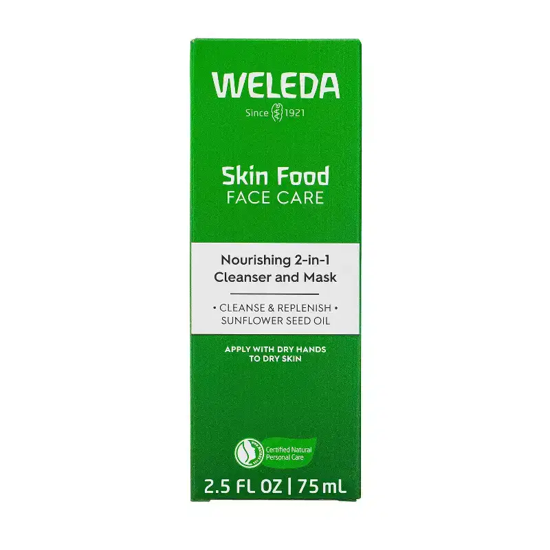 Weleda Skin Food 2-In-1 Cleanser & Mask - 2.5 fl oz: Vegan, Non-Toxic, Gluten-Free, Rosemary & Chamomile Scents