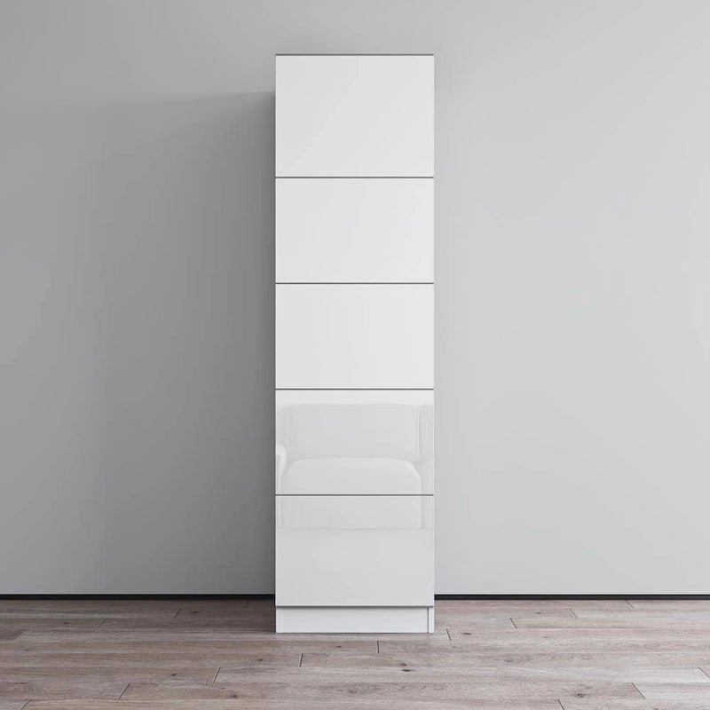 Wardrobe Armoire – Black / Grey / White, Glass Front, Matte Body, Contemporary Style