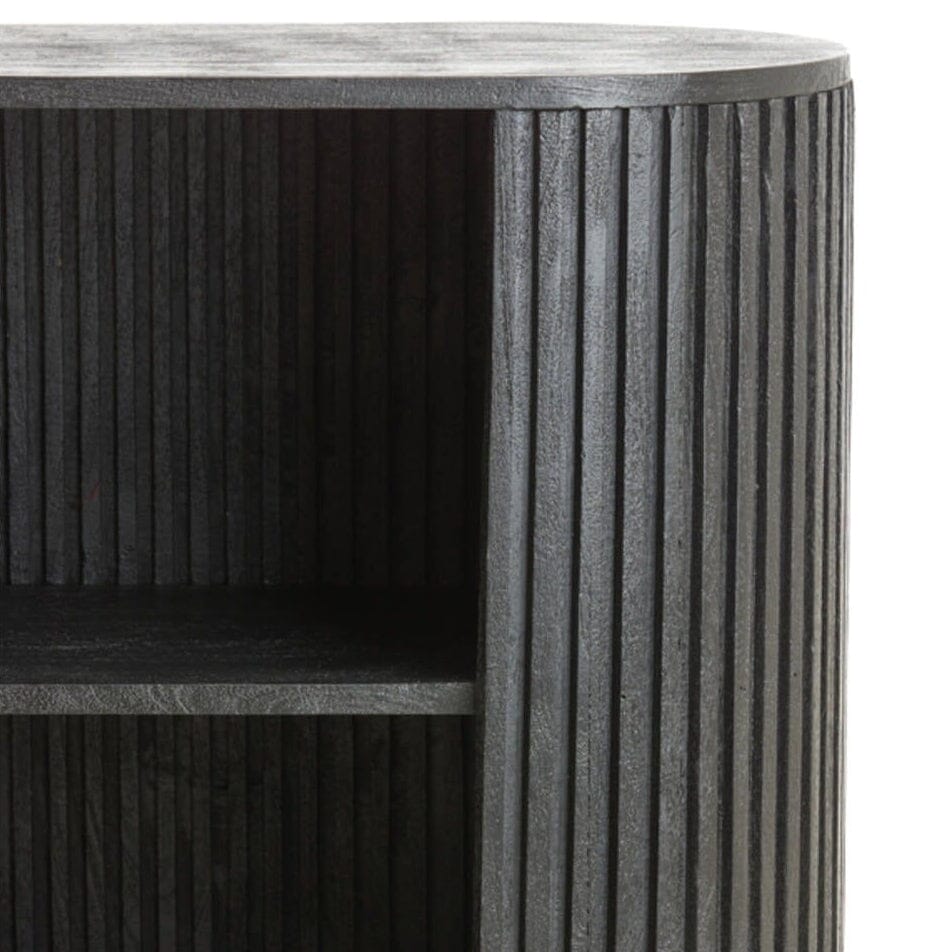 Black Ribbed Open Sideboard