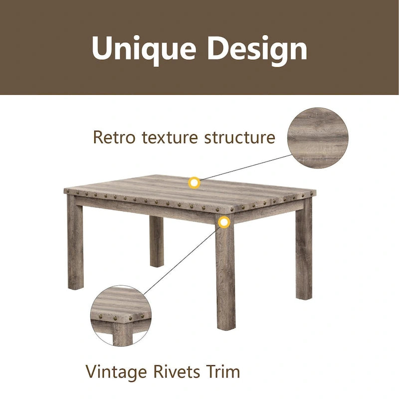 Rustic Farmhouse Rectangular Dining Table, Premium Wood
