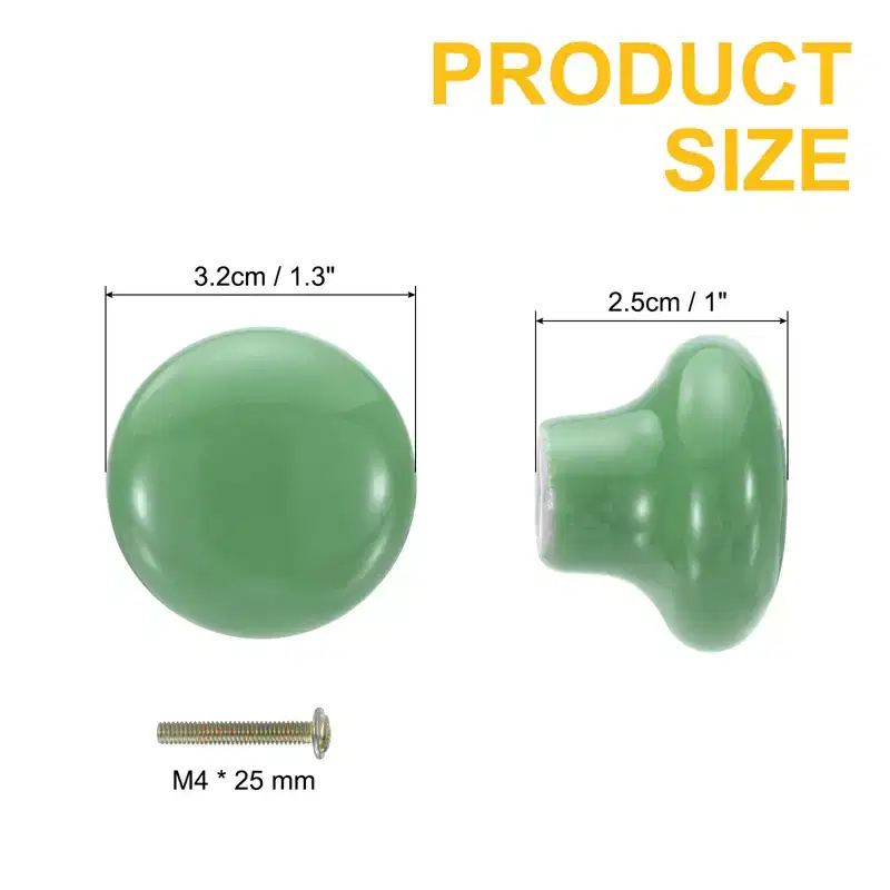 Unique Bargains Round Ceramic Drawer Knobs with Screw for Cupboard Wardrobe 2 Pcs