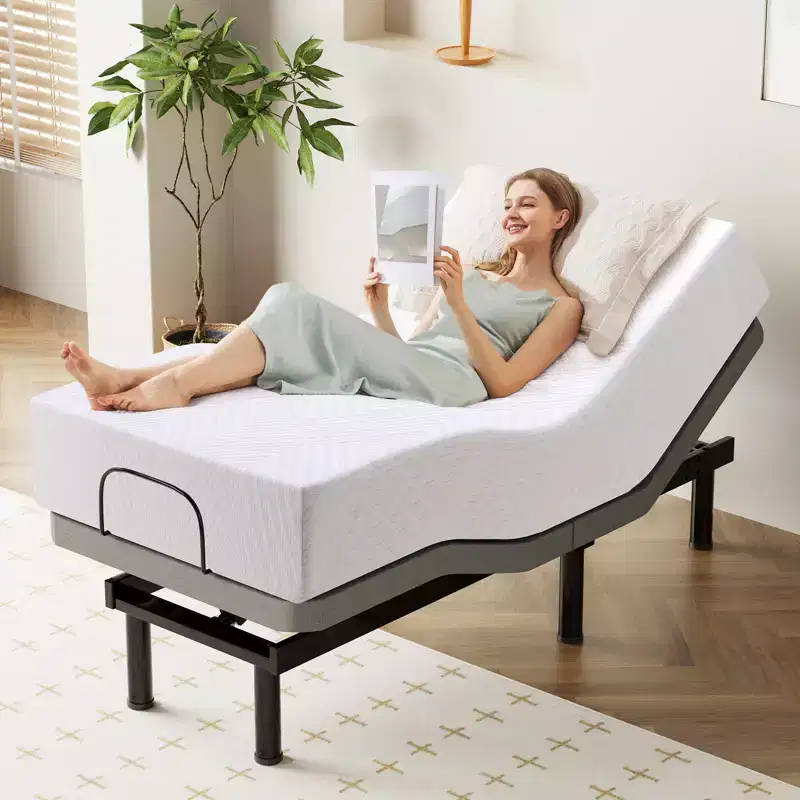 Dyonery Split King Adjustable Bed BaseUpdated Adjustable Bed Frame , Wireless Remote Smart Bed Base