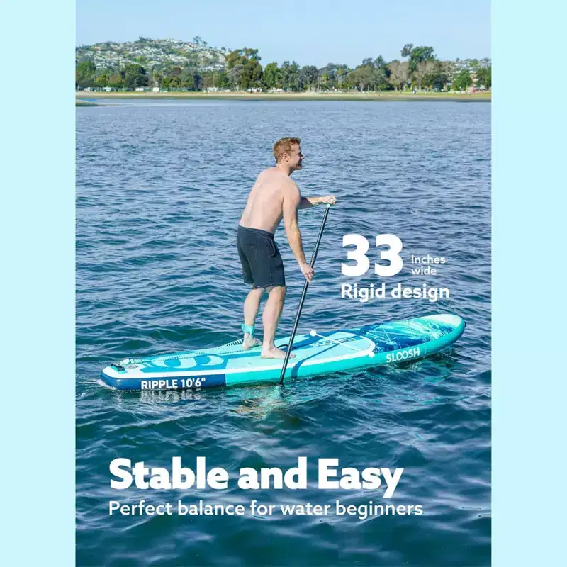 SLOOSH 126'' Ripple Inflatable Stand Up Paddle Board SUP with Premium Accessories, Non-Slip EVA Deck, Bag Included for Youth & Adults Water Adventure