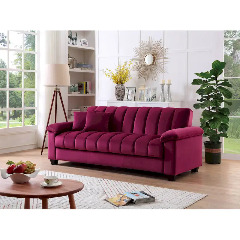 83 Comfortable Velvet Storage Sleeper Convertible Sofa Bed.