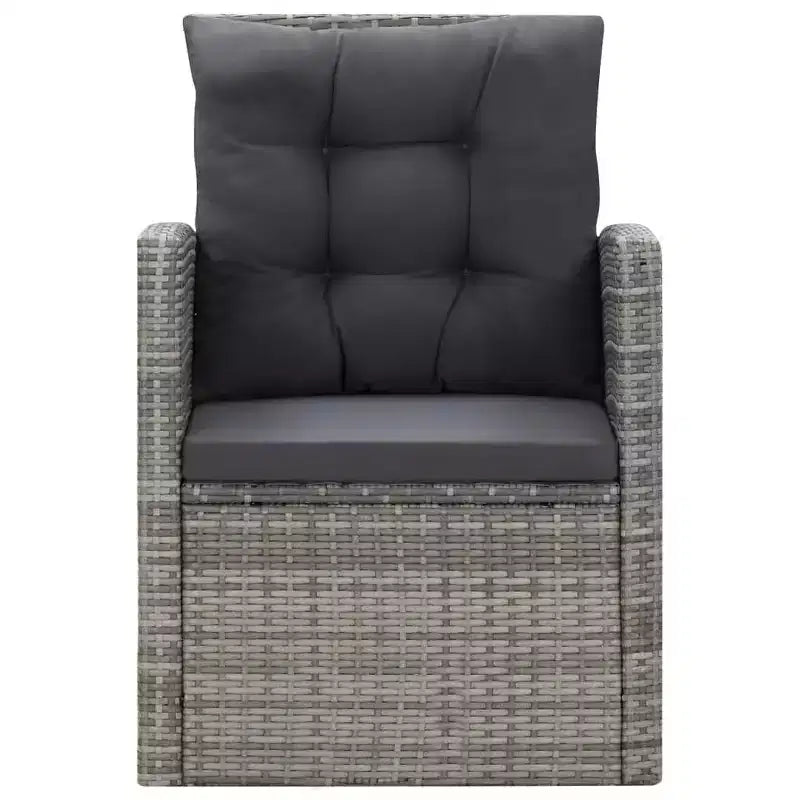 vidaXL Dining Set Grey PE rattan Large Removable Covers