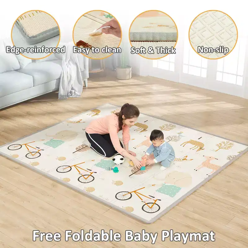 Baby Playpen with Mat 59 x 71 Inch, Indoor & Outdoor Activity Center, Safety Baby Fence for Babies and Toddlers