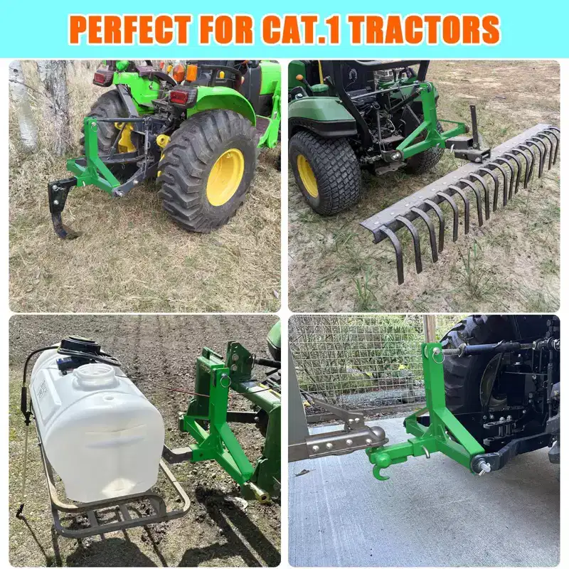 3-Point Trailer Hitch for Category 1 Tractors  2 Receiver, Quick Hitch Adapter, 1500 lbs Capacity, Compatible with Kubota, Yanmar, Kioti, Cat, BX