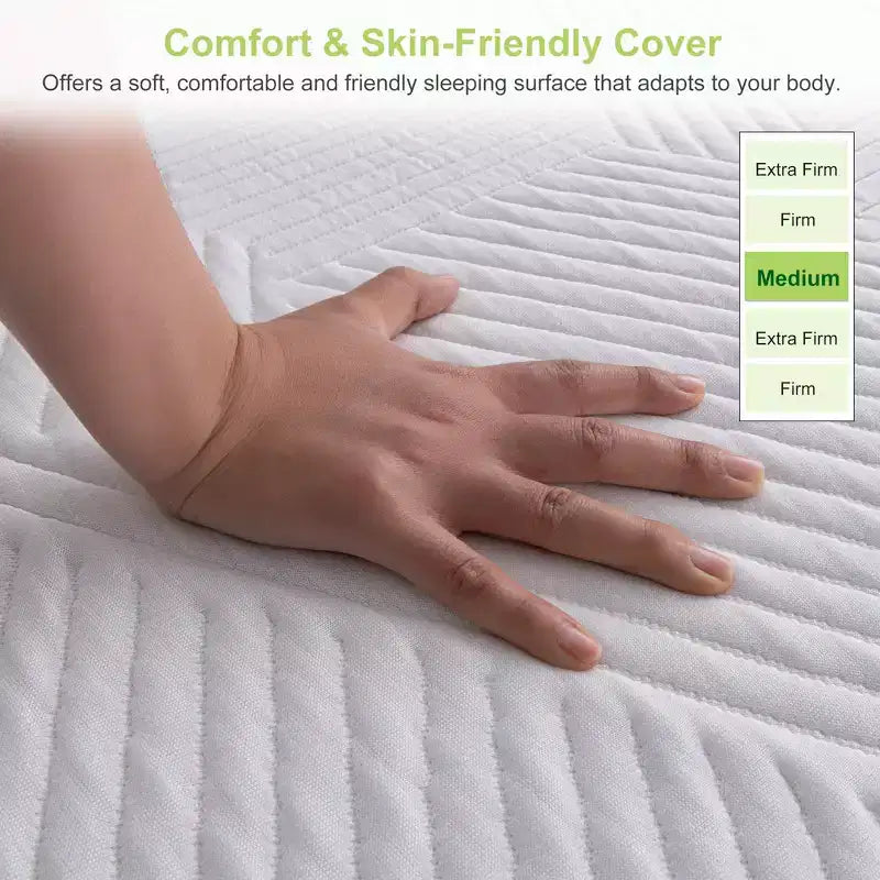 Wuleitex 10 inch comfortable memory foam mattress, three layers of breathable high-quality foam mattress, with removable cover
