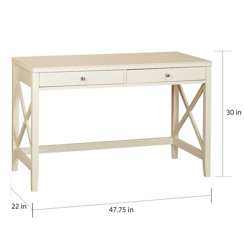 X-Side Writing Desk with 2 Drawers & Metal Hardware �� 47.75�� Wide