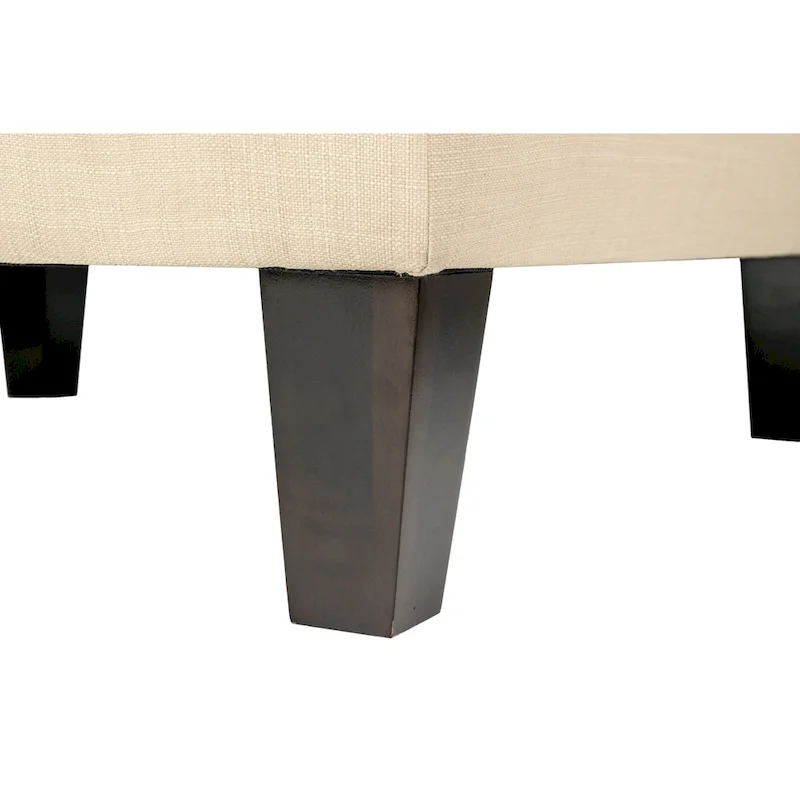 Button Tufted Upholstered Square Ottoman | Blue | Modern Accent Footrest