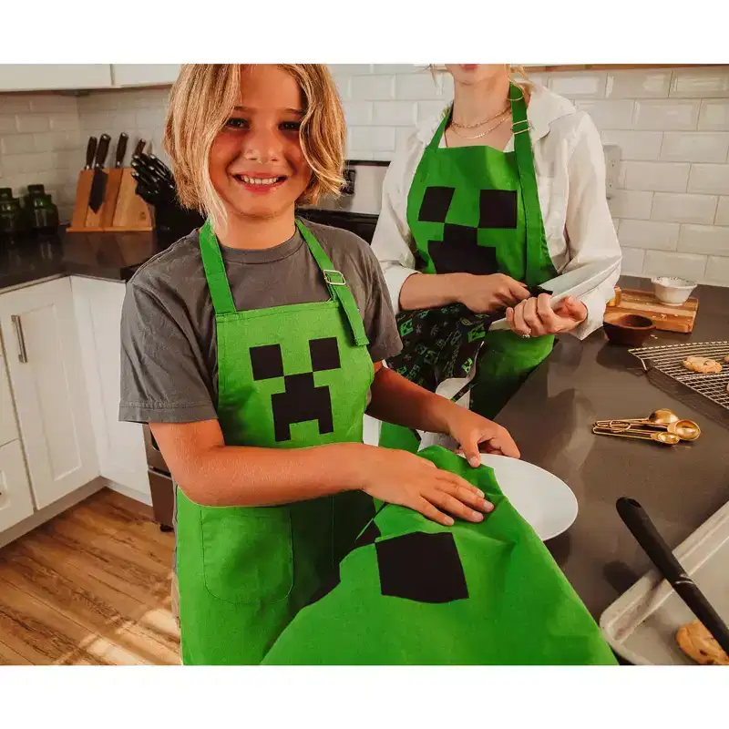 Ukonic Minecraft Green Creeper Youth Kitchen Cooking Apron