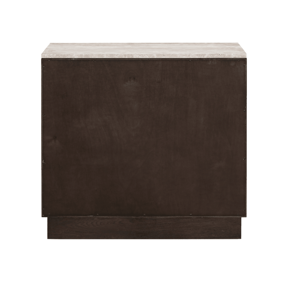 Deep Brown 2 Door Sideboard with Travertine Top