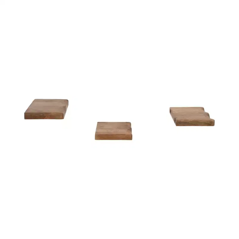 Floating Wall Shelves - Solid Mango Wood Rustic Wall Mounted Storage Shelves for Home & Office Decor - Casual Style Display for Bedroom, Living Room