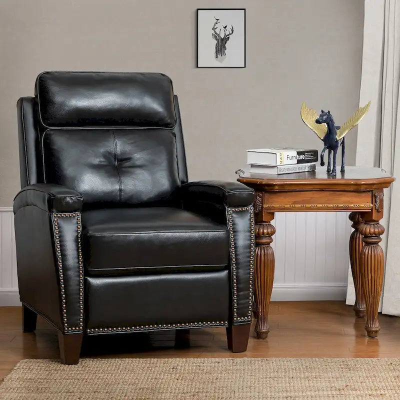 Mid-Century Modern Pushback Recliner with Nailhead Trim
