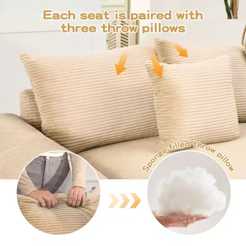 Oversized Cloud Modular Sectional Couch,Convertible Sectional Couches Deep Seat Extra-Wide Armrests