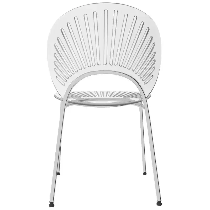 LeisureMod Opulent Modern Acrylic Dining Chair  Transparent Seat with Chrome Metal Legs, Stylish Durable Accent Chair for Kitchen, Dining Room, Cafe