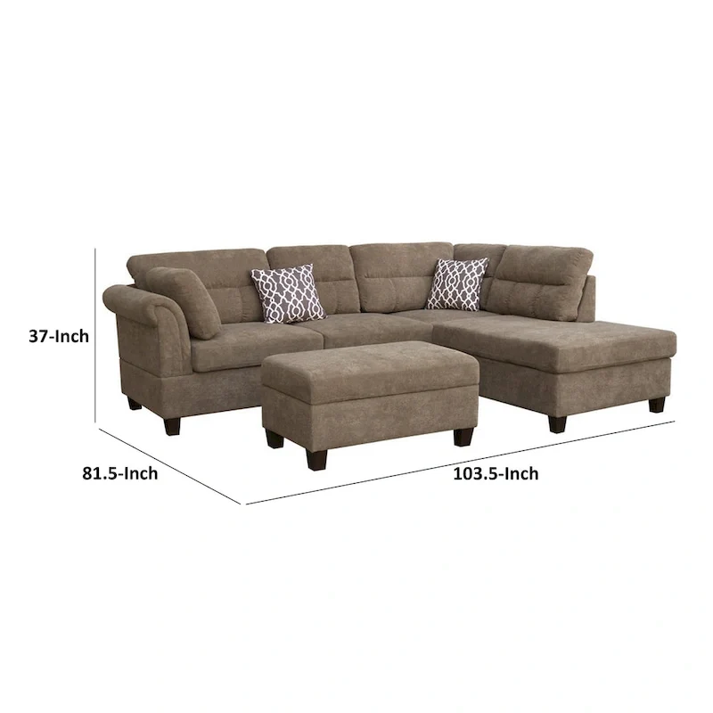 Sectional Sofa with Chaise and Storage Ottoman