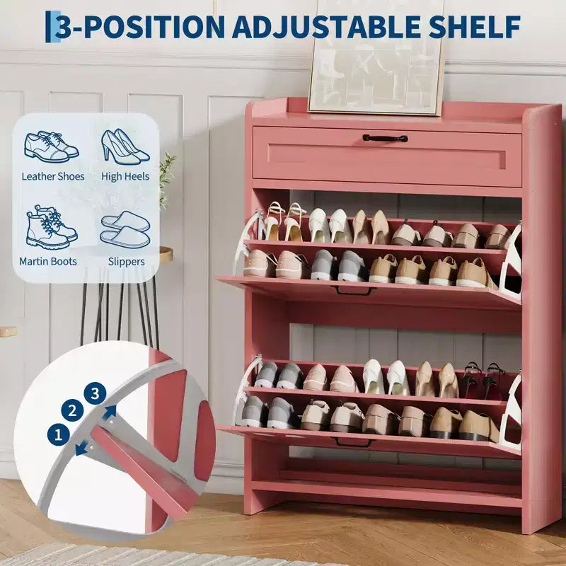 Modern Turn Drawer Shoe Cabinet, Space-Saving Storage Organizer for Entryway